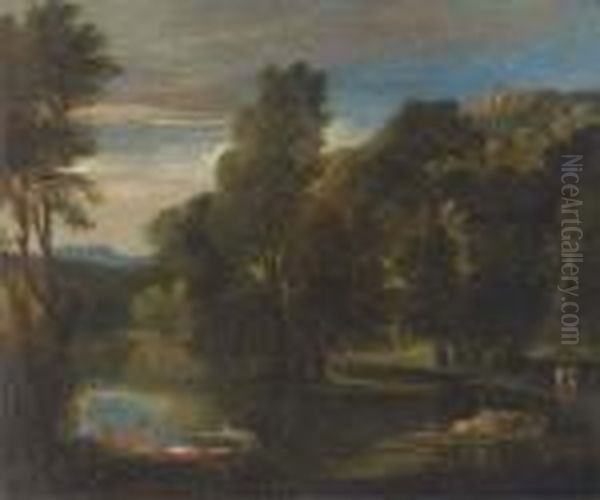 Bathers At The Edge Of A Lake - view 1