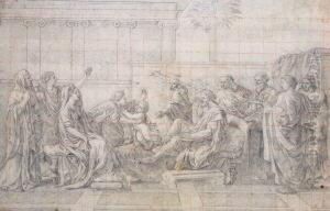 Der Kleine Moses Tritt Auf Die Krone Pharaos by Nicolas Poussin