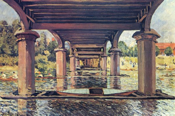 Under The Bridge At Hampton Court by Alfred Sisley