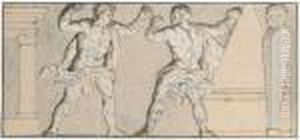 Hercules Boxing With Titias, Or Hercules Learning To Box by Nicolas Poussin