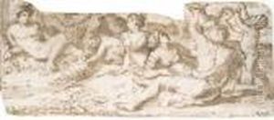 Bacchus With Nymphs And Putti by Nicolas Poussin