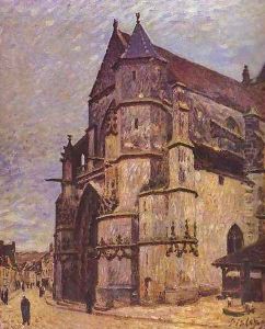 The Church At Moret Winter by Alfred Sisley