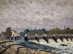 Molesey Weir Hampton Court, 1874