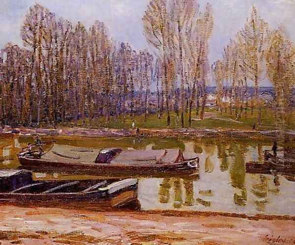 Barges on the Loing Canal, Spring - view 1