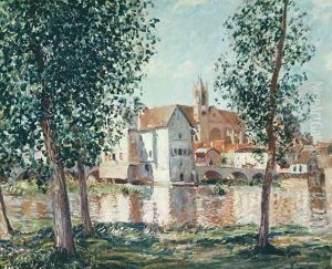 The Loing at Moret, September Morning by Alfred Sisley