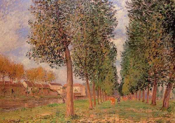The Poplar Avenue at Moret, Cloudy Day, Morning, 1888 - view 1