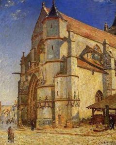 The Church At Moret In Morning Sun by Alfred Sisley