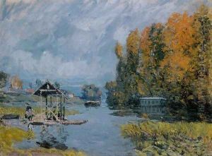 Laundry Houses at Bougival by Alfred Sisley