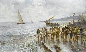 Hauling In The Catch by Attilio Pratella