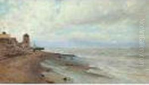La Spiaggia Di Posillipo Con Pescatori by Attilio Pratella