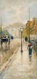 Viale Con Figure Ecarrozze by Attilio Pratella