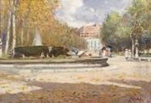 Napoli, Passeggio Alla Villa Comunale by Attilio Pratella