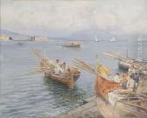 Napoli, Barche E Pescatori Nel Golfo by Attilio Pratella