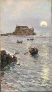 Veduta Notturna Di Castel Dell'ovo by Attilio Pratella