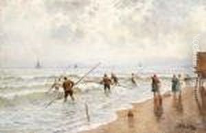 Napoli, Pescatori Di Telline Sul Lungomare by Attilio Pratella