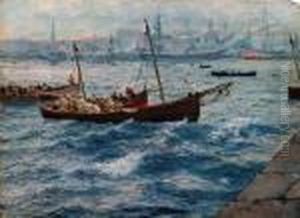 Nel Porto Di Napoli by Attilio Pratella