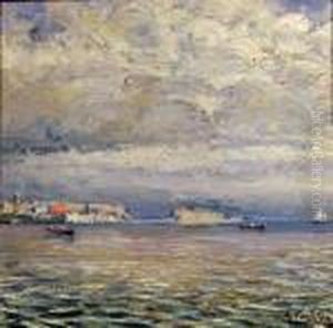 Marina Con Castel Dell'ovo by Attilio Pratella