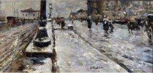 Nevicata Al Ponte Della Maddalena by Attilio Pratella