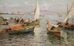 Napoli, Pescatori A Mergellina by Attilio Pratella