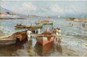 Pescatori Sulla Riva, Napoli by Attilio Pratella