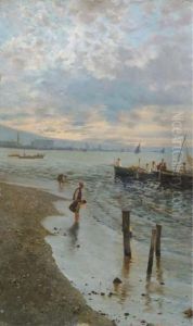 I Pescatori: Fisherfolk On The Beach by Attilio Pratella