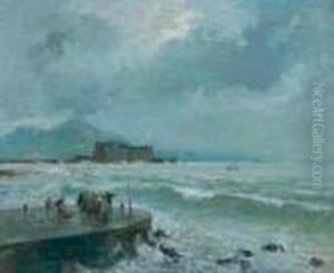 Mareggiata Sul Golfo Di Napoli by Attilio Pratella