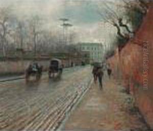 Street Scene In Autumn by Attilio Pratella