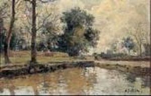 Scorcio Di Paesaggio Con Fiume by Attilio Pratella