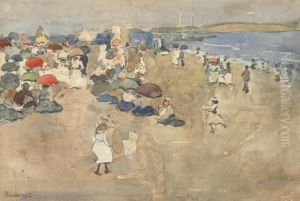 Figures By The Shore by Maurice Brazil Prendergast