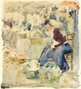 Flower Seller In Rouen by Maurice Brazil Prendergast