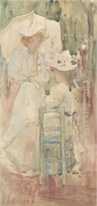 Two Women In A Park: A Double-sided Watercolor by Maurice Brazil Prendergast