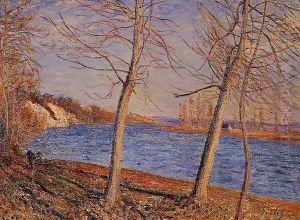 Riverbank at Veneux by Alfred Sisley