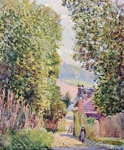 Street in Louveciennes, Sunlight by Alfred Sisley