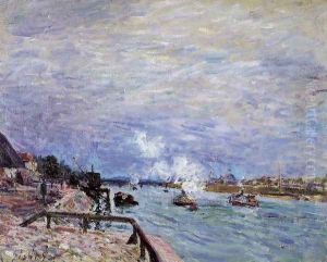 The Seine at Grenelle - Rainy Wether by Alfred Sisley