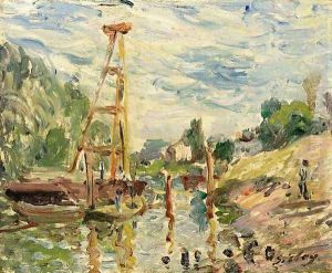 Bateau de Charge sur le Loing by Alfred Sisley