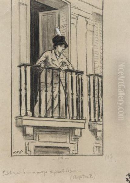 Femme Au Chapeau Au Balcon - view 1