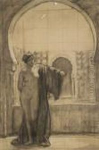 Nu Au Drape Dans Un Interieur Marocain by Rene Xavier Francois Prinet