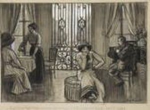 Femme Pensive Dans Un Cafe, Illustration Pour "l'enchantement"