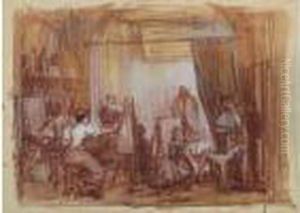 Dans L'atelier by Rene Xavier Francois Prinet