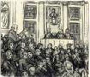 Sous La Coupole, Reception D'albert Besnard A L'academie Des Beaux-arts by Rene Xavier Francois Prinet