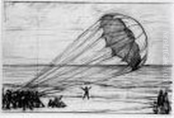 Etude Pour Le Parachute Sur La Plage - view 1