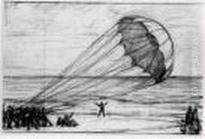 Etude Pour Le Parachute Sur La Plage by Rene Xavier Francois Prinet