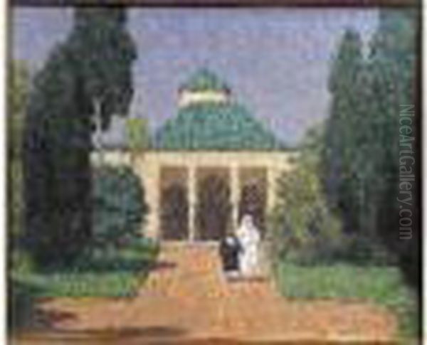 Jardin D'afrique Du Nord Huile Sur Toile Signee En Bas A Droite. - view 1