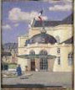 Cabourg, Le Casino Huile Sur Panneau, Signee En Bas A Droite.