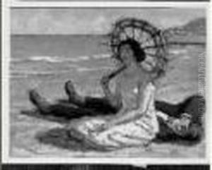 Etude Pour La Femme A L'ombrelle, Vers 1920/25 Huile Sur Panneau.