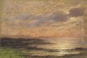 Soleil Couchant Sur La Mer A Puys by Pierre Ernest Prins