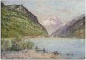 Le Lac De Fluelen En Suisse by Pierre Ernest Prins