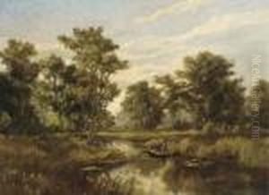 An Angler On A Quiet Stretch Of The River by Pierre Ernest Prins