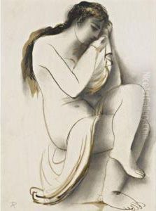 Nude With Drapery by Antonin Prochazka