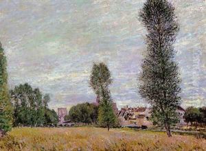 The Village of Moret, Seen from the Fields by Alfred Sisley